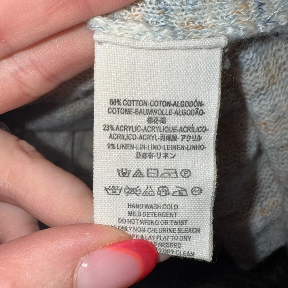 Free People Multicolor Marled‎ Button High Low TGIF Grandma Chic Cardigan- Large